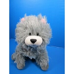 GUND Gray & White Scruffy Fur Plush Kitty Cat w/ Pink Bow jemma 320591